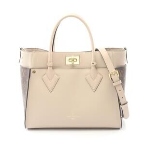 Louis Vuitton On My Side Greige Gray Handbag Leather Canvas Monogram Beige